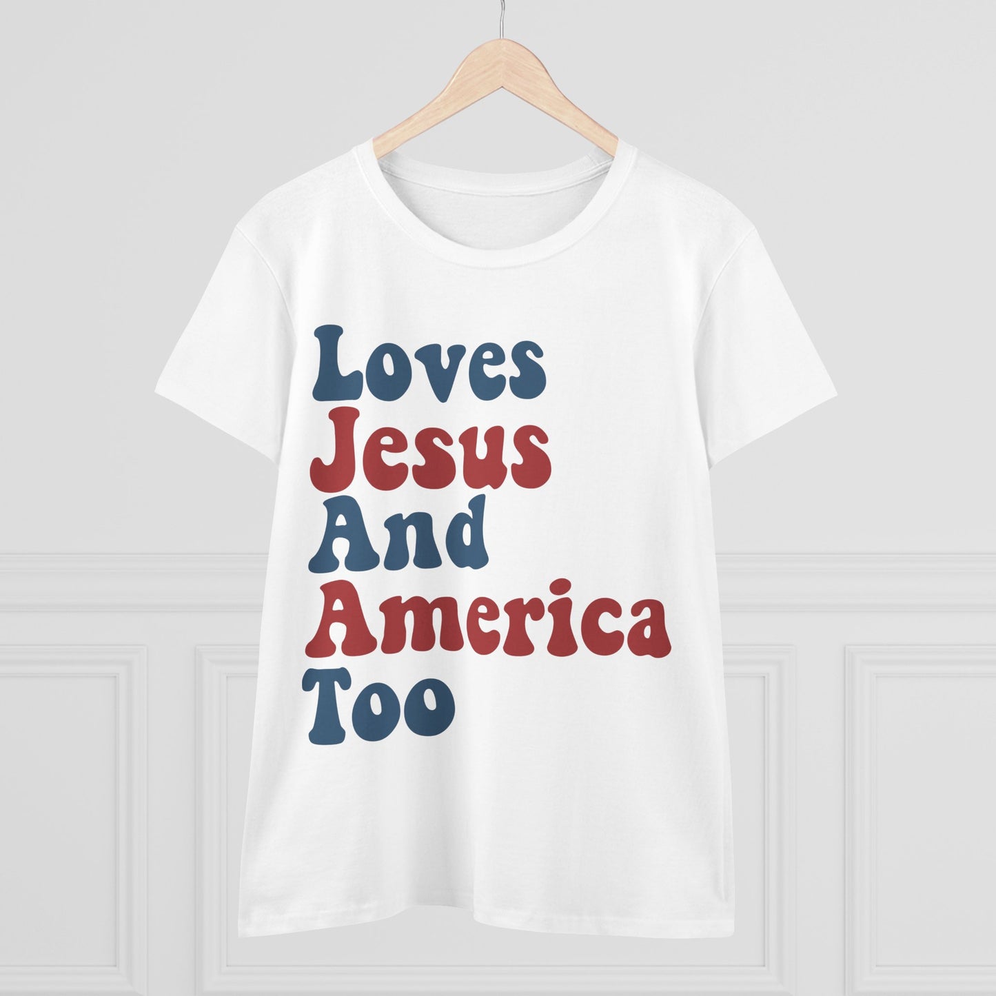 Loves Jesus and America Too Tom Petty Women's Midweight Cotton Tee