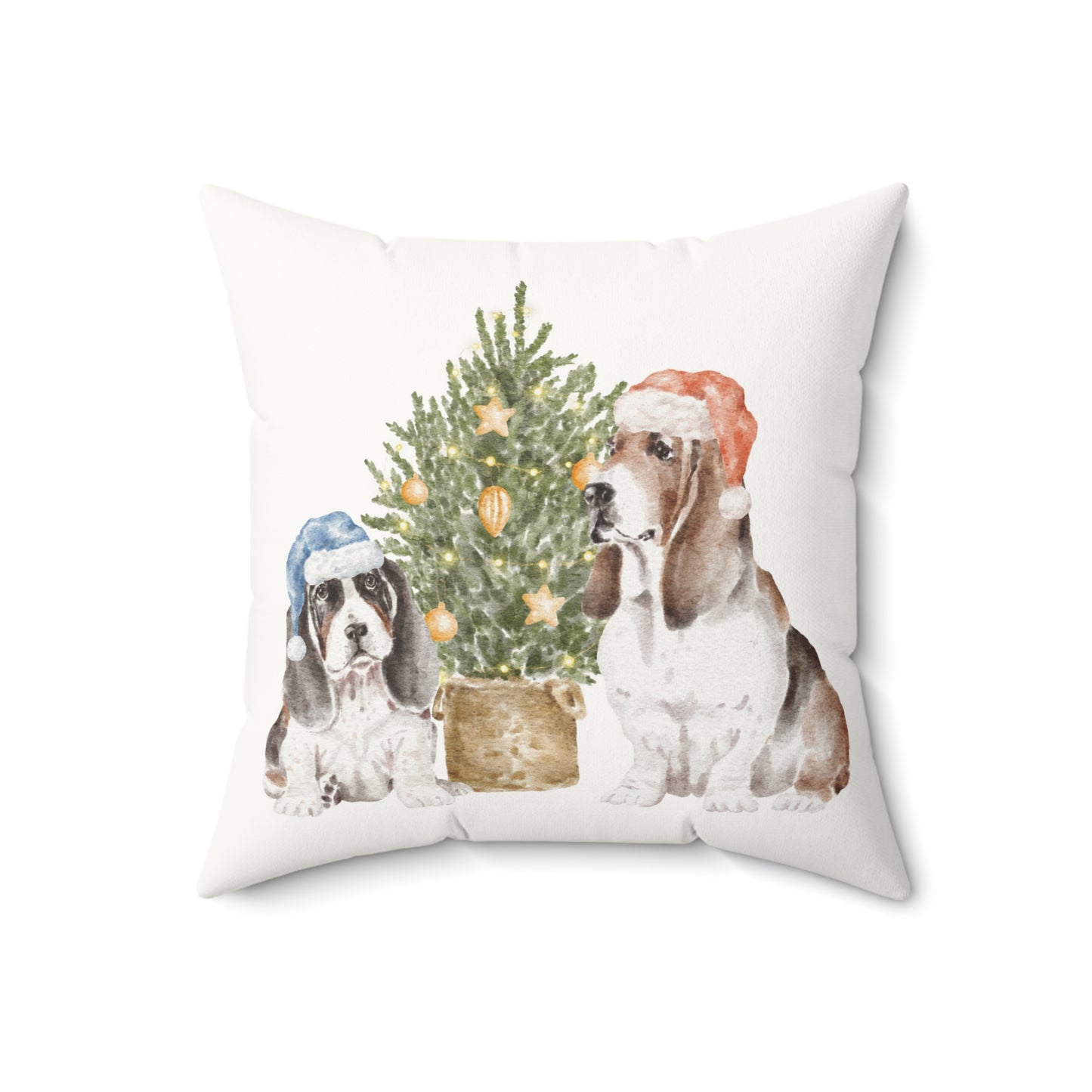 Holiday Christmas Dogs Suede Square Pillow