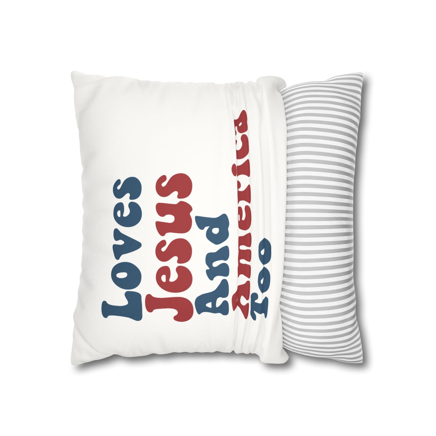 Loves Jesus and America Too Faux Suede Square Pillow Case