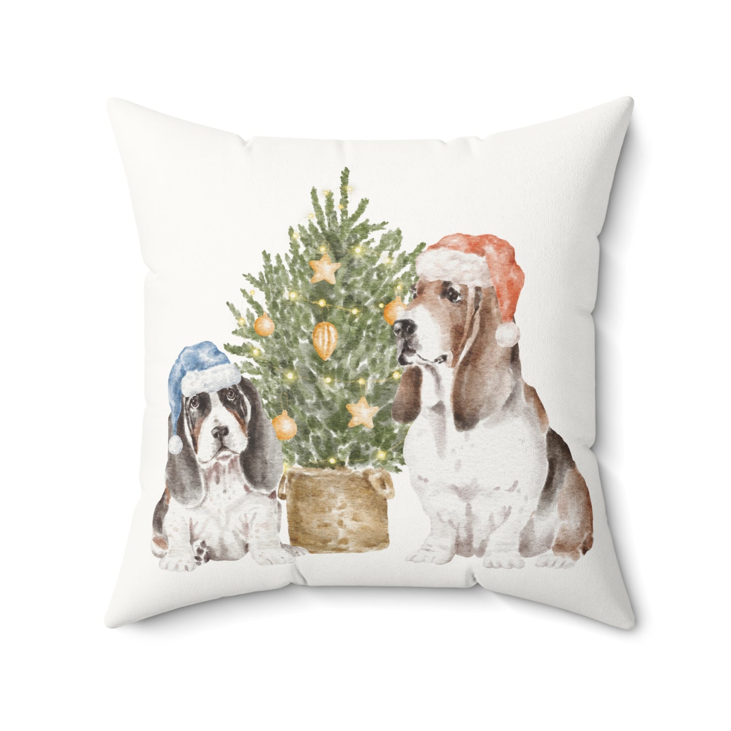 Holiday Christmas Dogs Suede Square Pillow