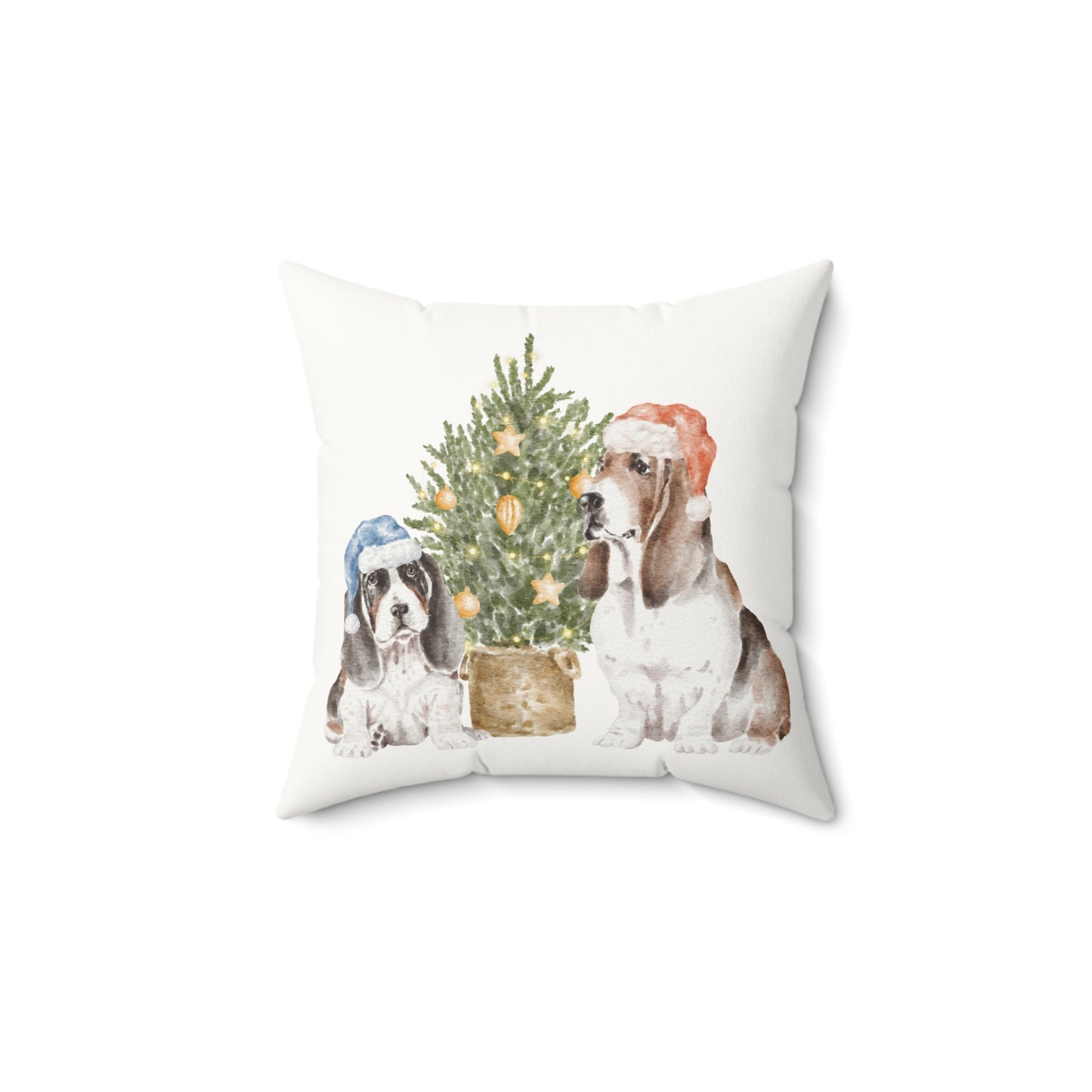 Holiday Christmas Dogs Suede Square Pillow