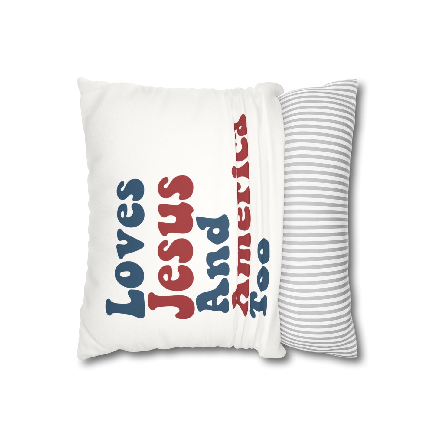 Loves Jesus and America Too Faux Suede Square Pillow Case