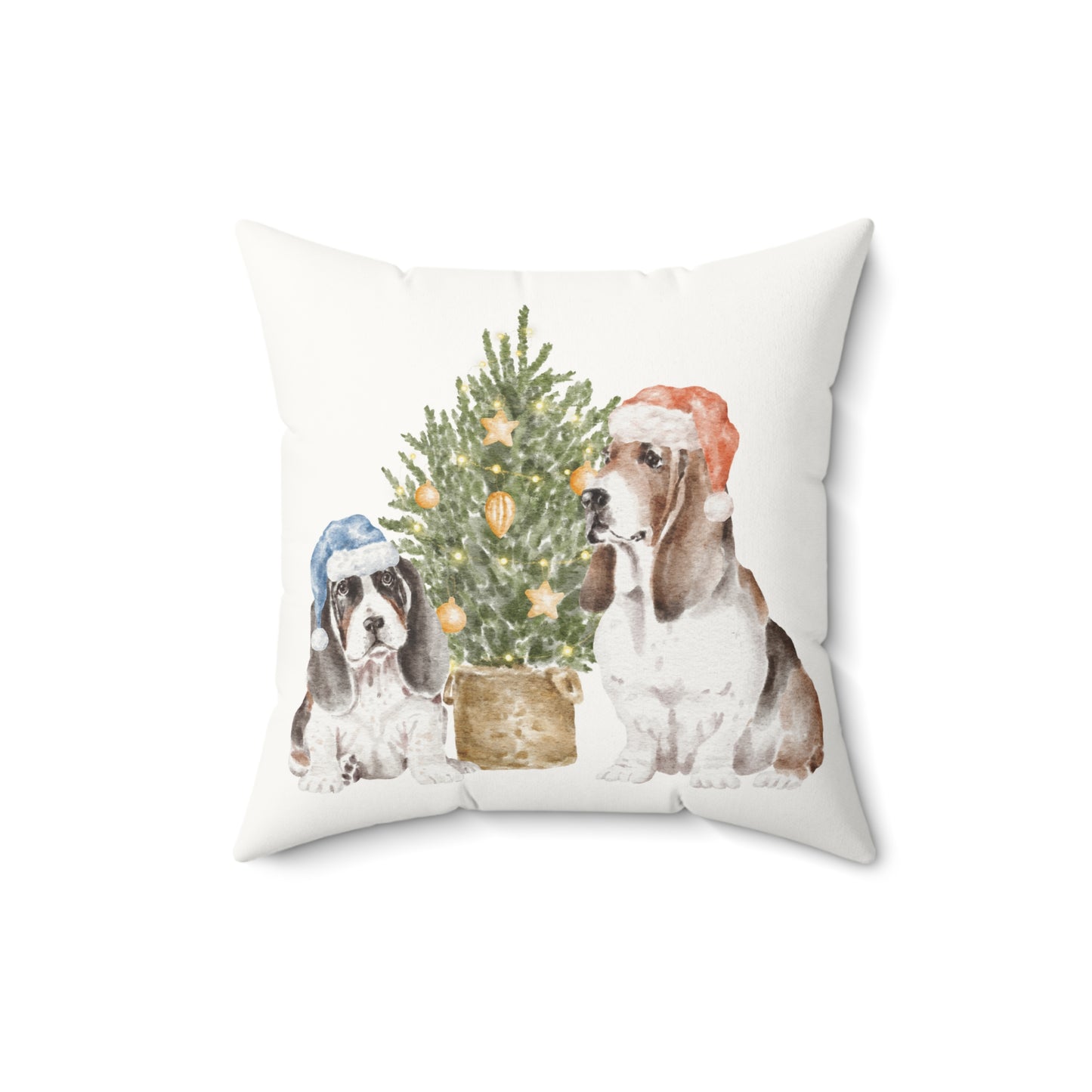 Holiday Christmas Dogs Suede Square Pillow