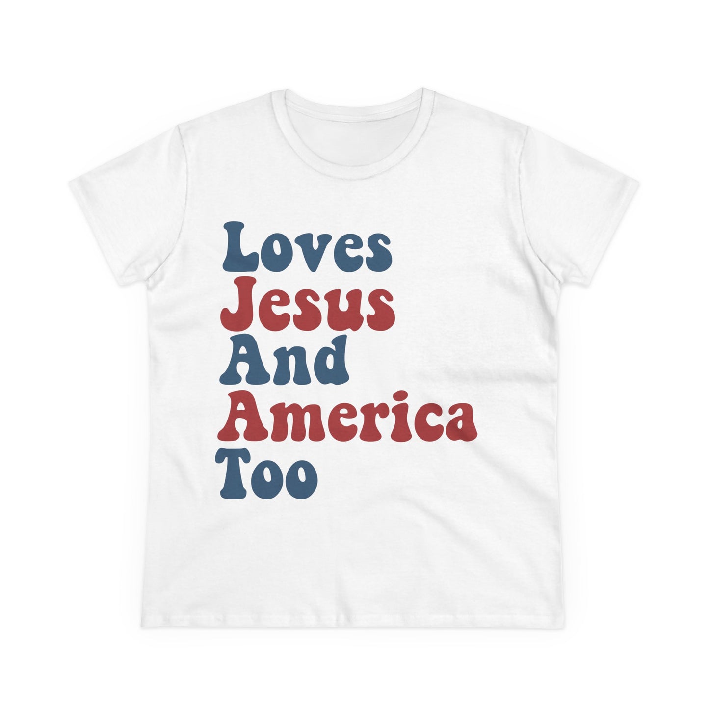 Loves Jesus and America Too Tom Petty Women's Midweight Cotton Tee
