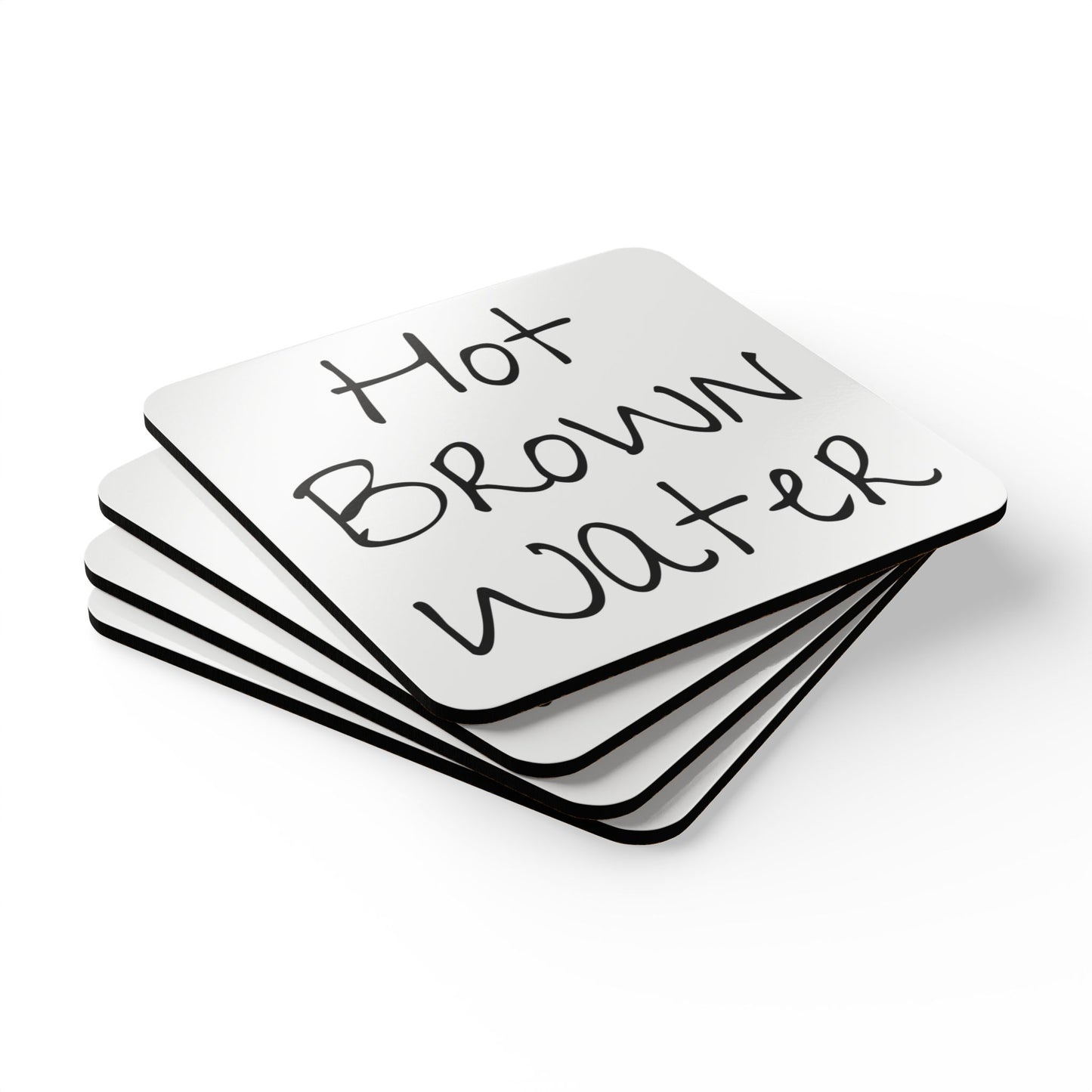 Hot Brown Water Corkwood Coaster Set