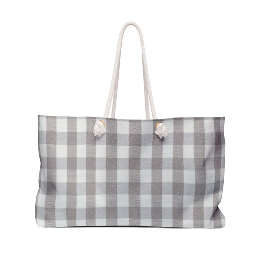 Grey Plaid Coastal Chic Weekender Bag