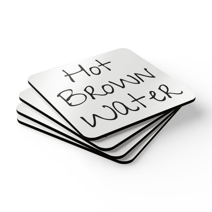 Hot Brown Water Corkwood Coaster Set